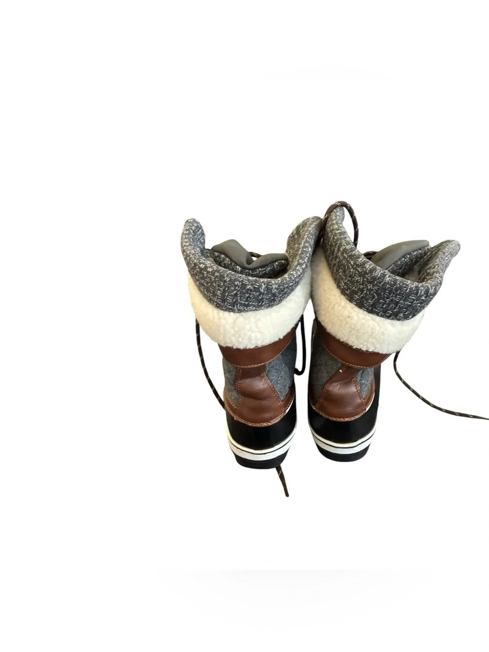 Dream Pairs Duck Boots Faux Fur Lace Up Winter Black Gray 10